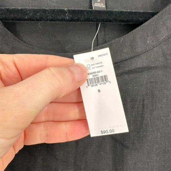 NWT Banana Republic Linen Tie Back Black Split Hem Blouse Small - Picture 14 of 15